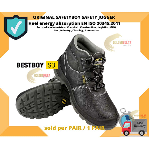 Safety Jogger BESTBOY  Safety Shoes - BESTBOY Black & Gray sole Heel energy absorption