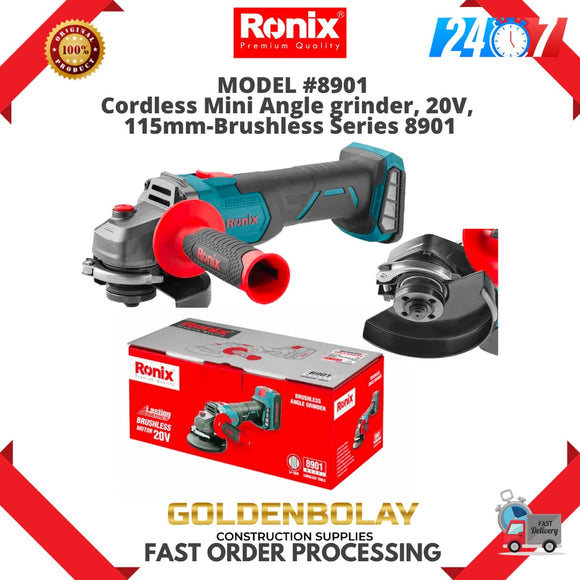 Ronix Cordless Mini Angle grinder, 20V, 115mm-Brushless Series  Model 8901