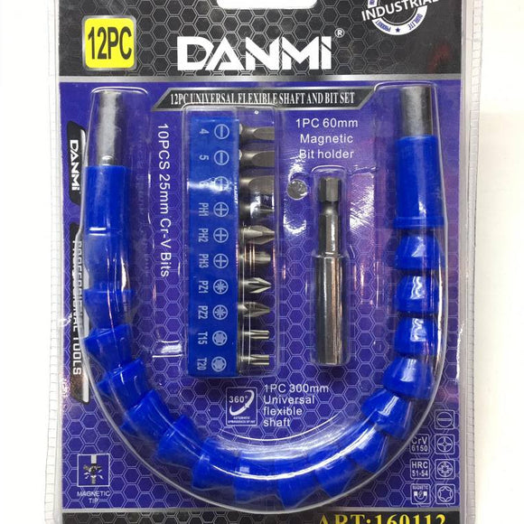 DANMI 12PC UNIVERSAL FLEXIBLE SHAFT AND BIT SET