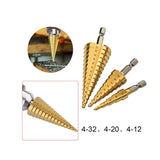 3pcs HSS Titanium Coated Step Drill Bit SET