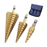 3pcs HSS Titanium Coated Step Drill Bit SET