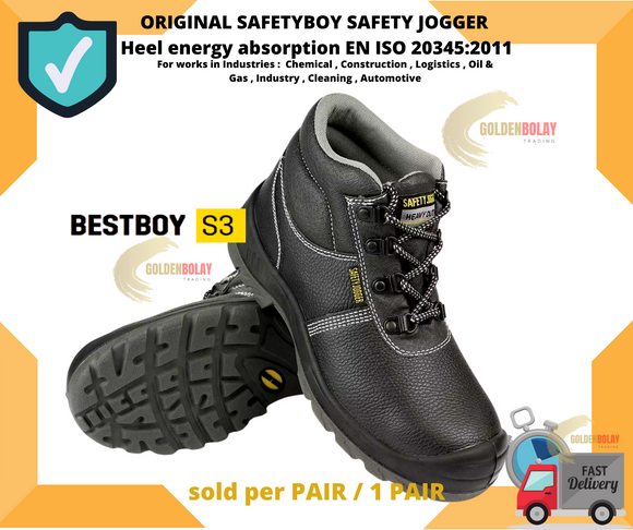 BESTBOY Safety Jogger Safety Shoes Original - BESTBOY Black & Gray sole - Heel energy absorption