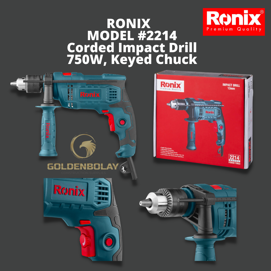 RONIX MODEL 2214 Corded Impact Drill 750W Keyed Chuck GOLDENBOLAY CONSTRUCTION SUPPLIES CORPORATION