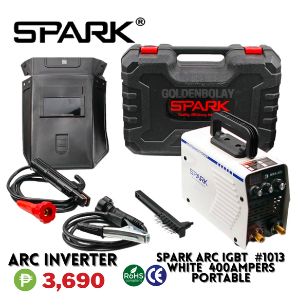 Spark Inverter Welding Machine - 400A WHITE with HARD CASING Portable Complete Accessories