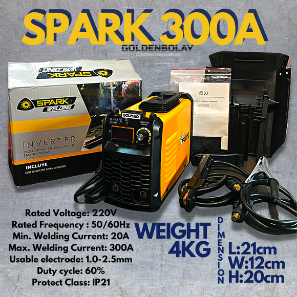 Spark Inverter Welding Machine - 300A SOLMAQ Portable Complete Accessories