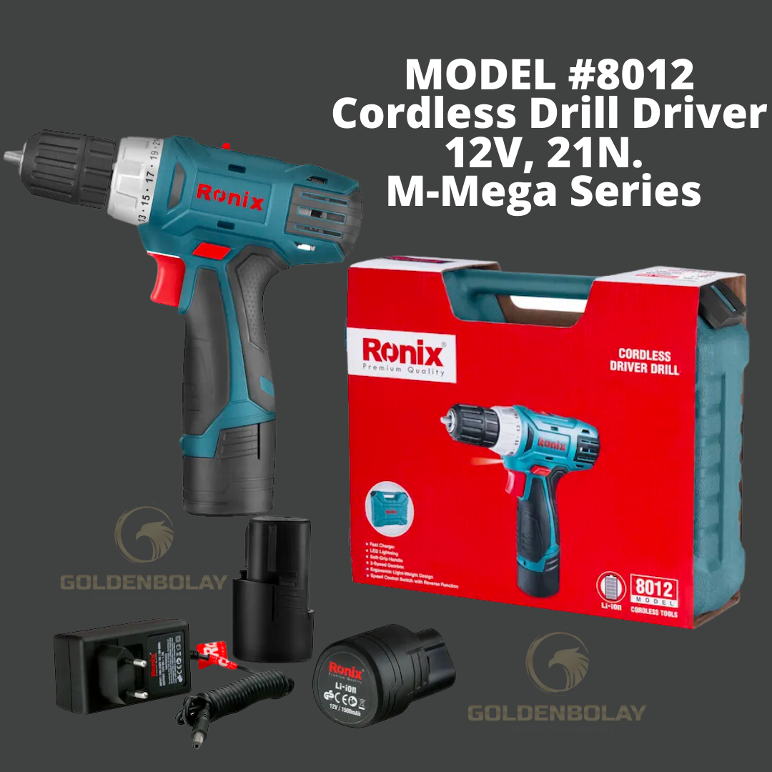 Ronix Model 8012 High Quality 12V 21n. M Cordless Drill Driver