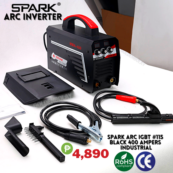 Spark INDUSTRIAL Inverter Welding Machine - 400a BLACK INDUSTRIAL Complete Accessories