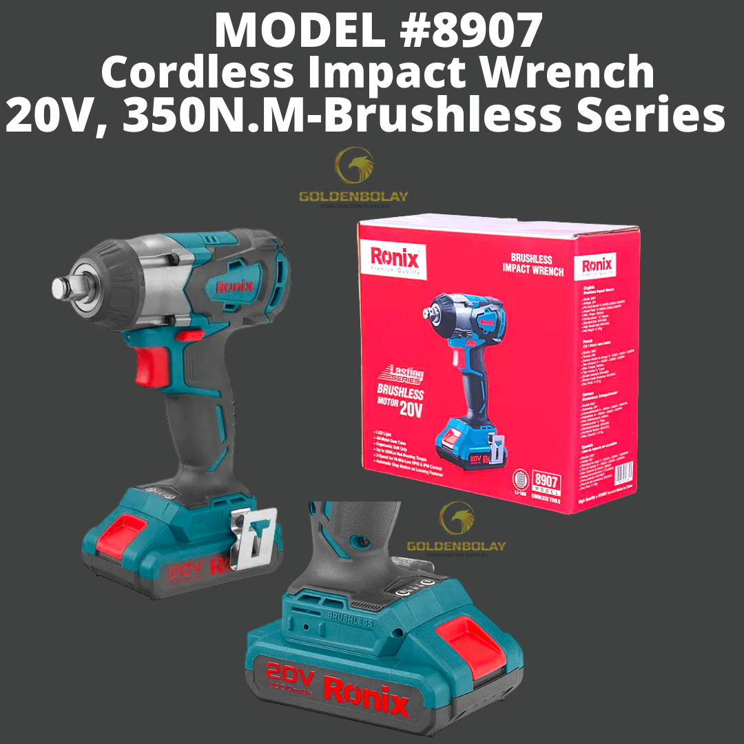 Ronix 8907 20V 350 N. M High Torque Cordless Power Impact Wrench